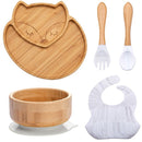 Kids Wooden Feeding Tableware Set