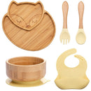 Kids Wooden Feeding Tableware Set