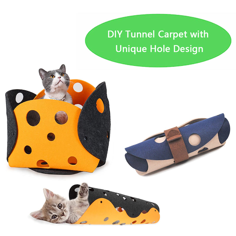 Cat Tunnel Cat Toy Felt Pom Splicing - Shopeez