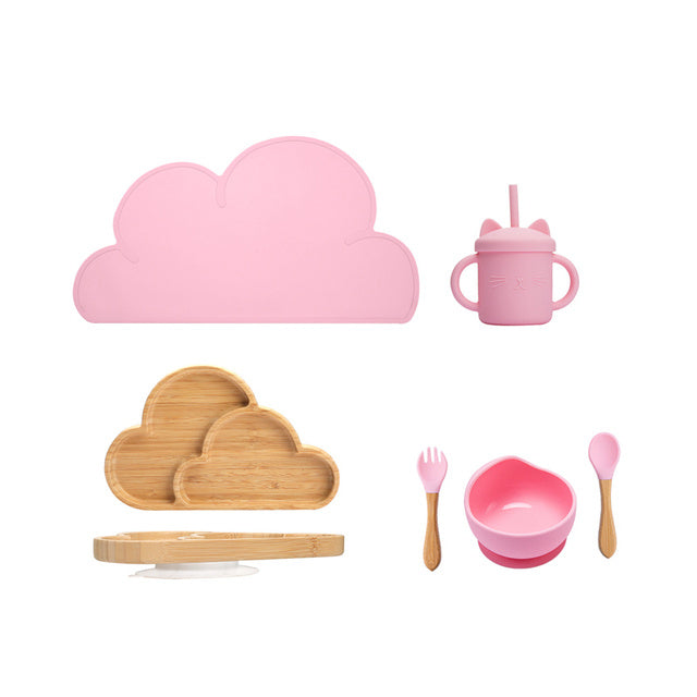Kids Wooden Feeding Tableware Set