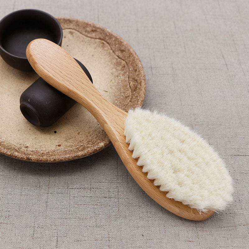 Baby shampoo wood wool brush