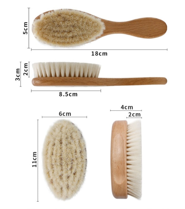 Baby shampoo wood wool brush