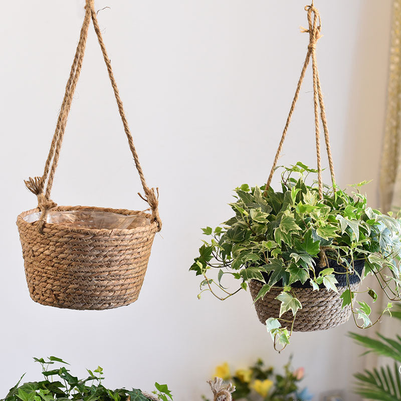 Woven Flower Straw Hanging Baskets