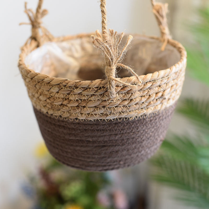 Woven Flower Straw Hanging Baskets