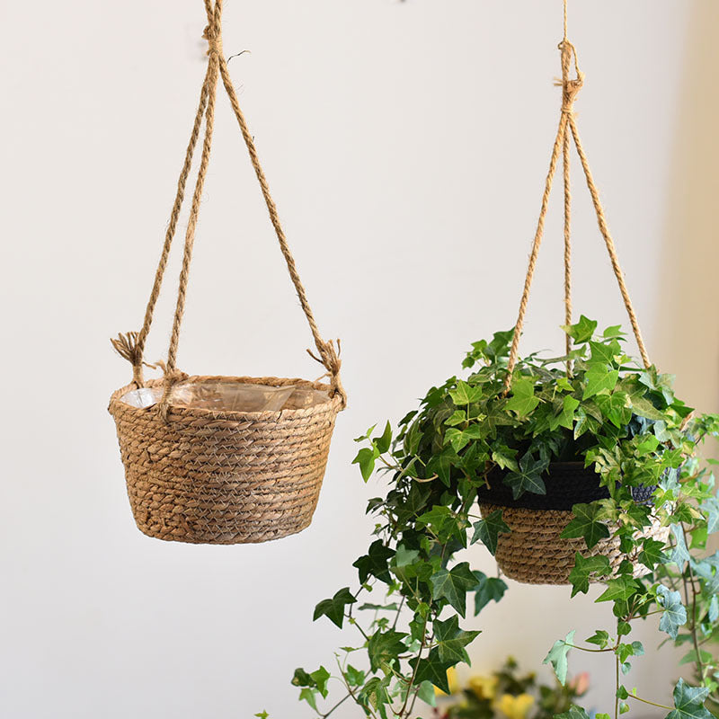 Woven Flower Straw Hanging Baskets