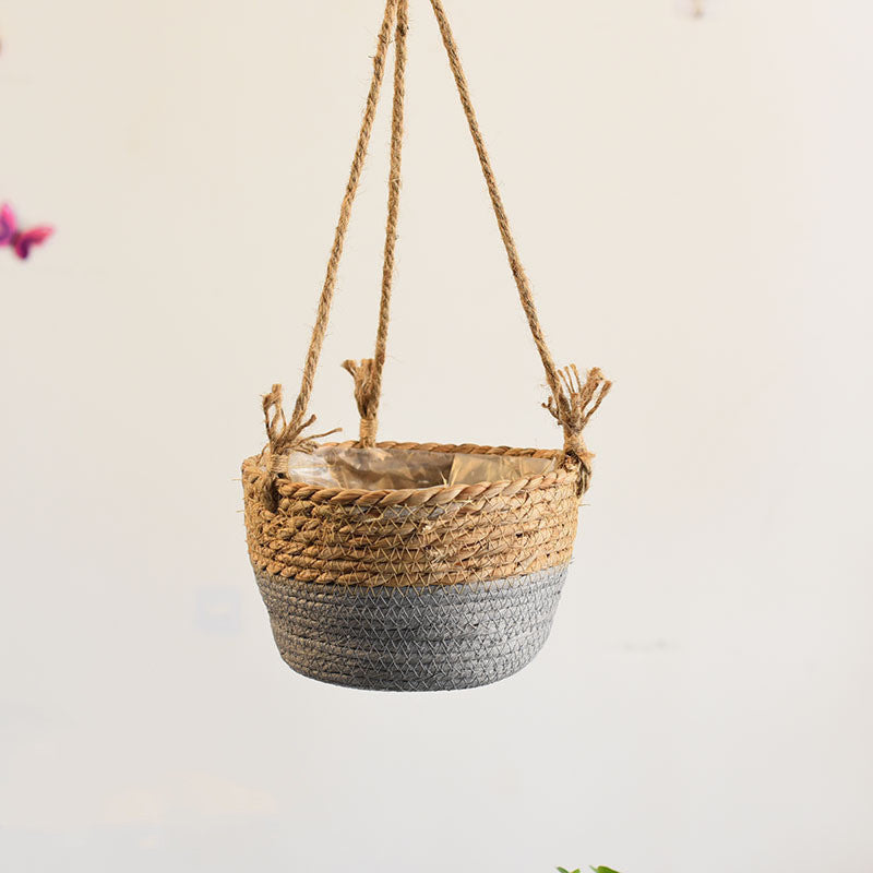 Woven Flower Straw Hanging Baskets