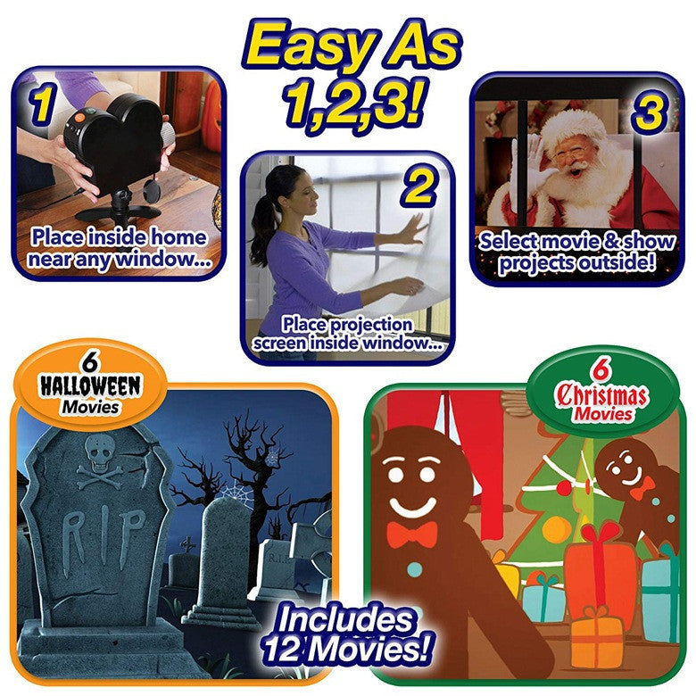 Christmas Mini Window Laser Theater Projector Movies - Shopeez