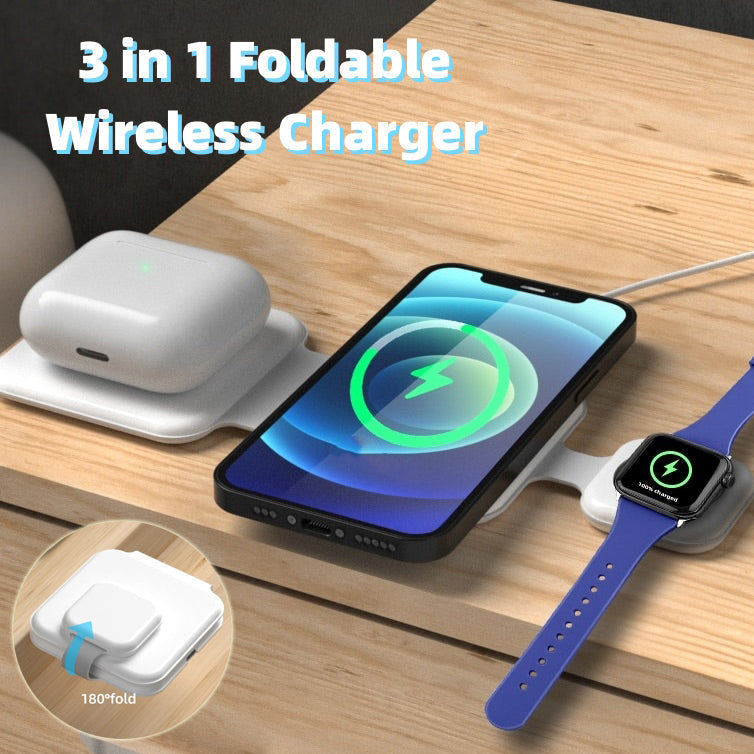 3 In 1 Magnetic Foldable Wireless Charger - Shopeez
