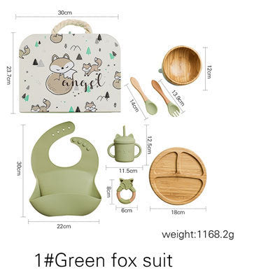 Kids Wooden Feeding Tableware Set
