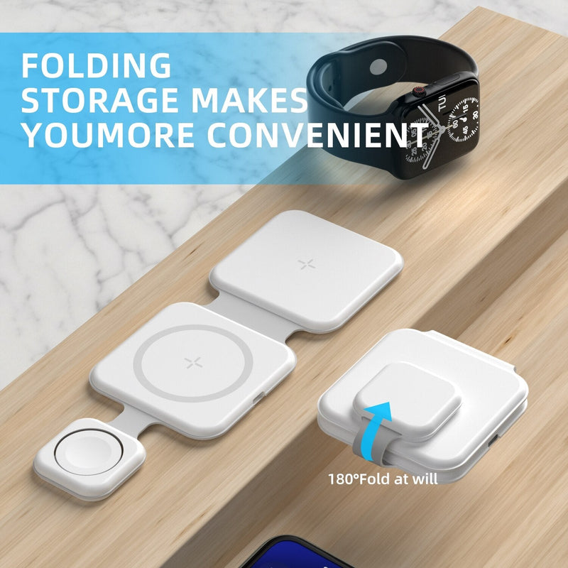 3 In 1 Magnetic Foldable Wireless Charger - Shopeez
