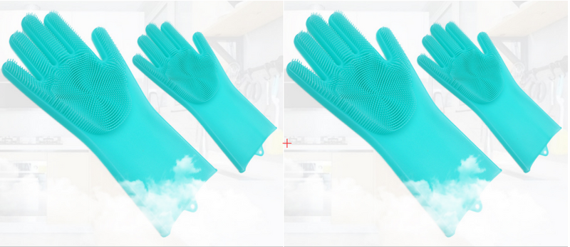Silicone Cleaning Brush Scrubbing Gloves - Shopeez