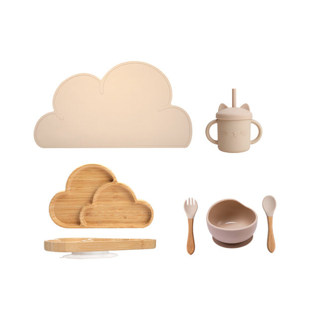 Kids Wooden Feeding Tableware Set