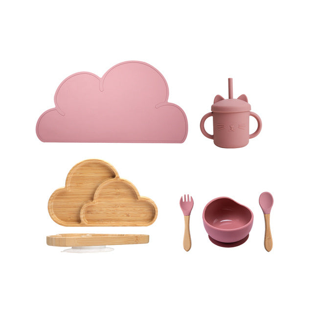 Kids Wooden Feeding Tableware Set