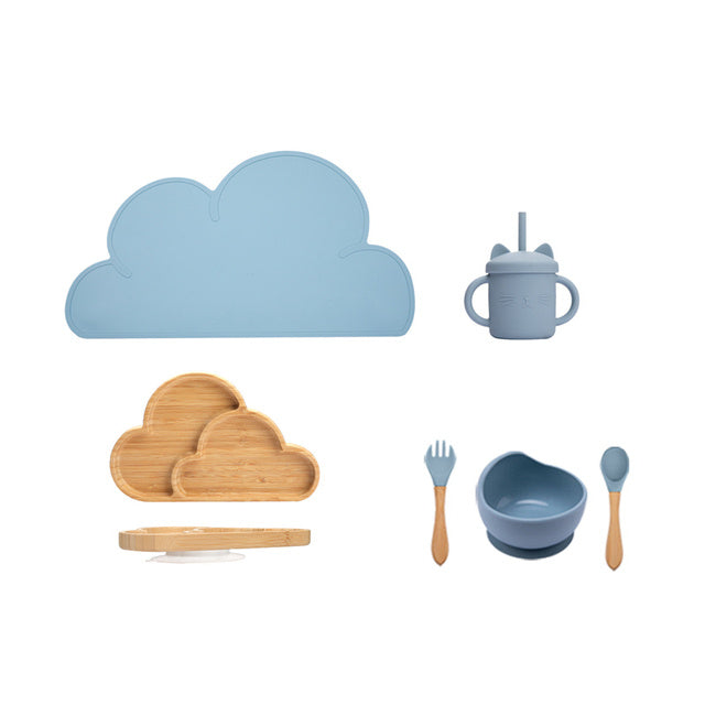 Kids Wooden Feeding Tableware Set