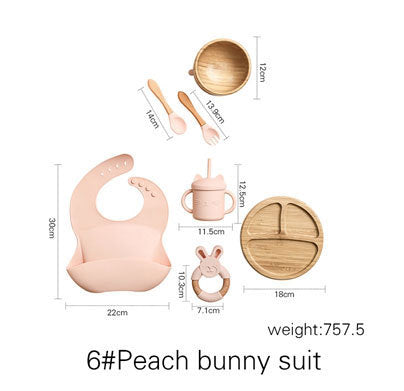 Kids Wooden Feeding Tableware Set