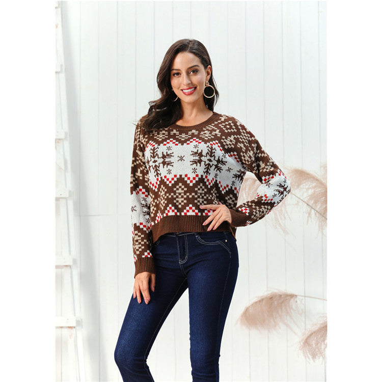 Christmas Round Neck Snowflake Sweater