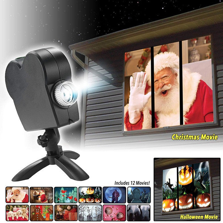 Christmas Mini Window Laser Theater Projector Movies - Shopeez