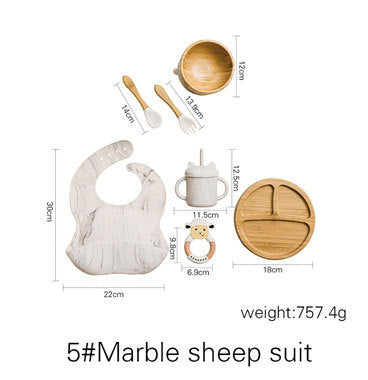 Kids Wooden Feeding Tableware Set