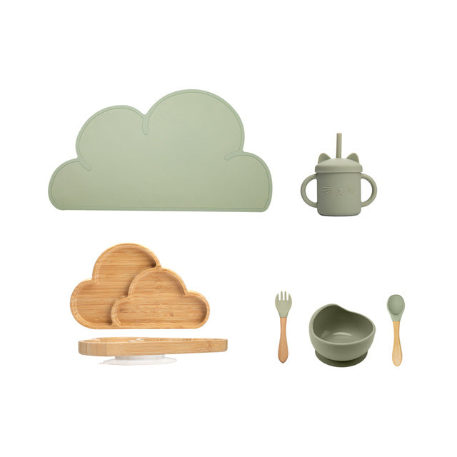 Kids Wooden Feeding Tableware Set