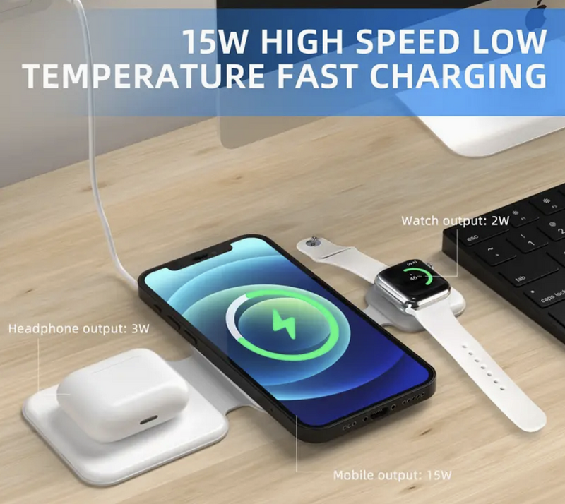 3 In 1 Magnetic Foldable Wireless Charger - Shopeez