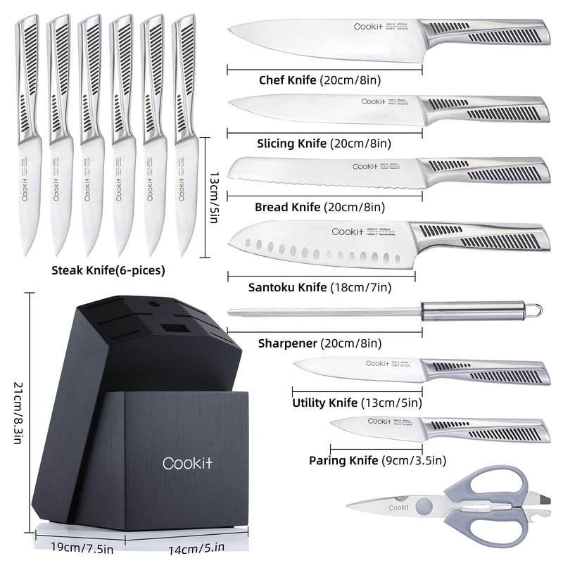 Kitchen 15 Piece Knife Sets With Block - Shopeez