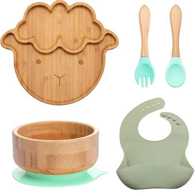 Kids Wooden Feeding Tableware Set