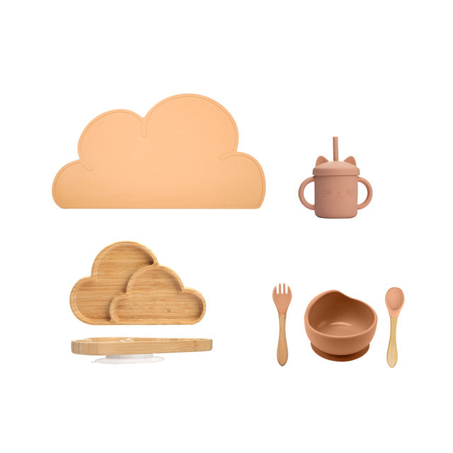 Kids Wooden Feeding Tableware Set