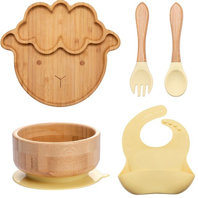 Kids Wooden Feeding Tableware Set
