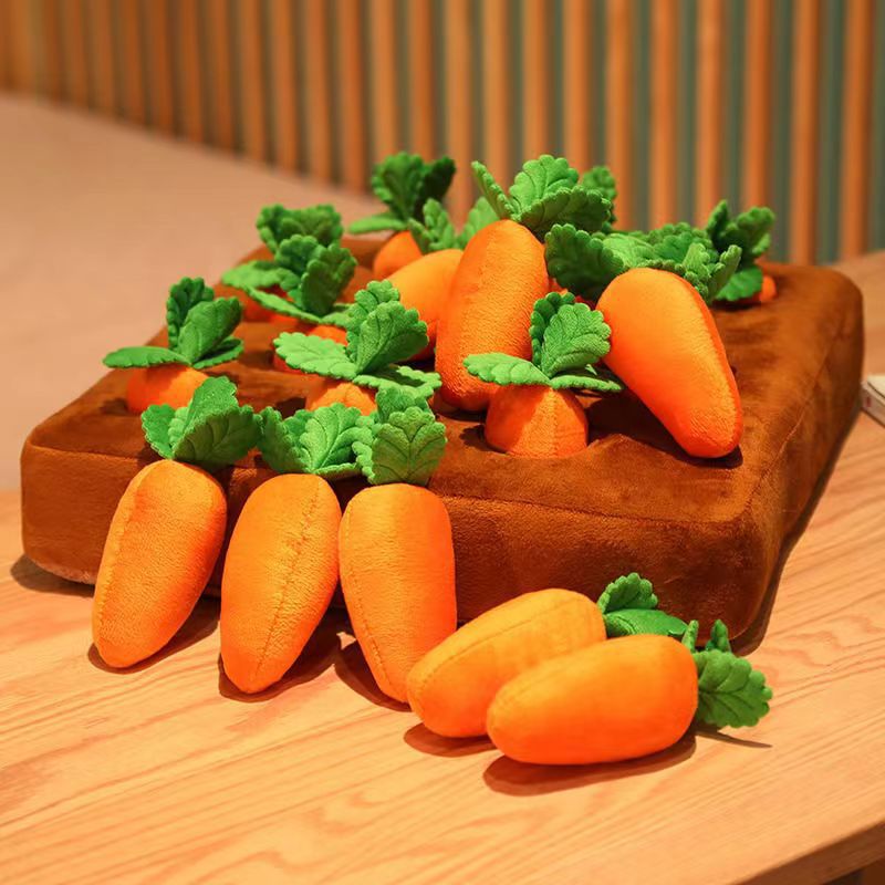 Pet Dog Toys Carrot Plush Vegetable Chew - Shopeez