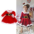 Christmas Girls Long Sleeve Solid Dress